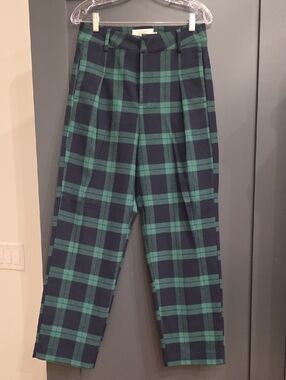 Melody Ehsani Navy & Green Plaid Tapered Pants